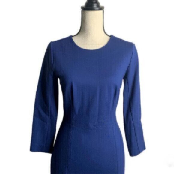 NWOT J. Crew Blue Zip Ponte Sheath Dress - Picture 6 of 14